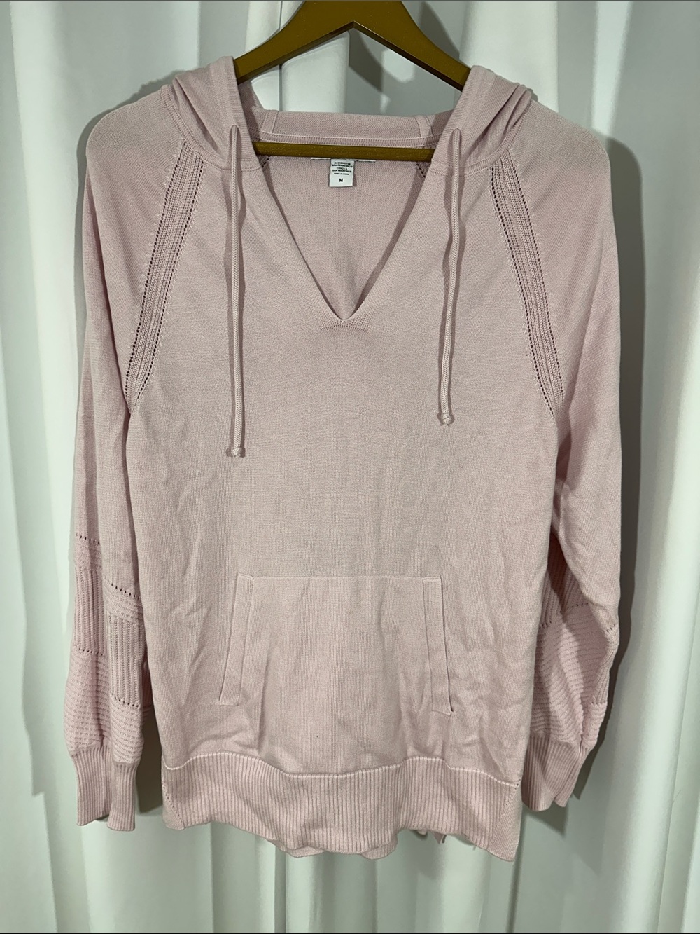 Athleta Hoodie Women's Medium Light Pink Lightweight Pullover Sweater